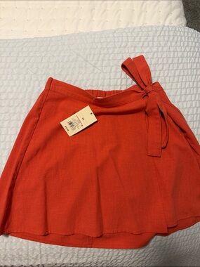 Tie-Waist Red Mini Skirt